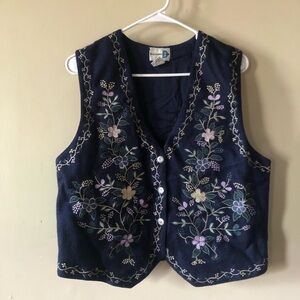 Blue Embellished Sleeveless Blouse